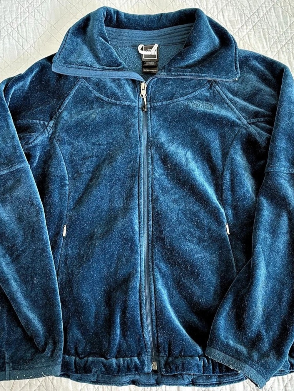 The North Face Women's Velour Full Zip Fleece Jacket Blue Medium